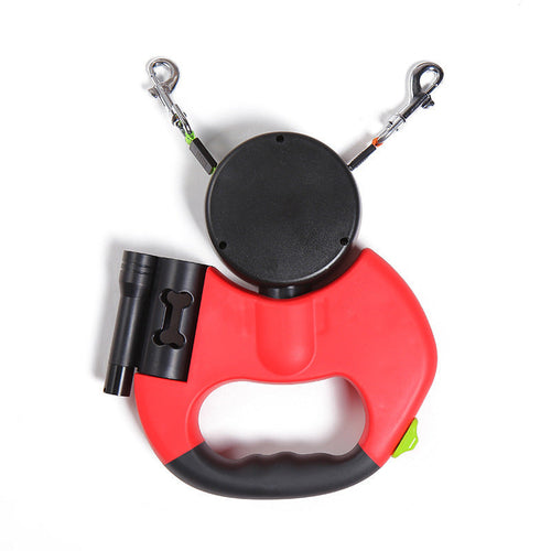 Retractable Dual Dog Leash with LED Light – 360° Tangle-Free for Small Dogs