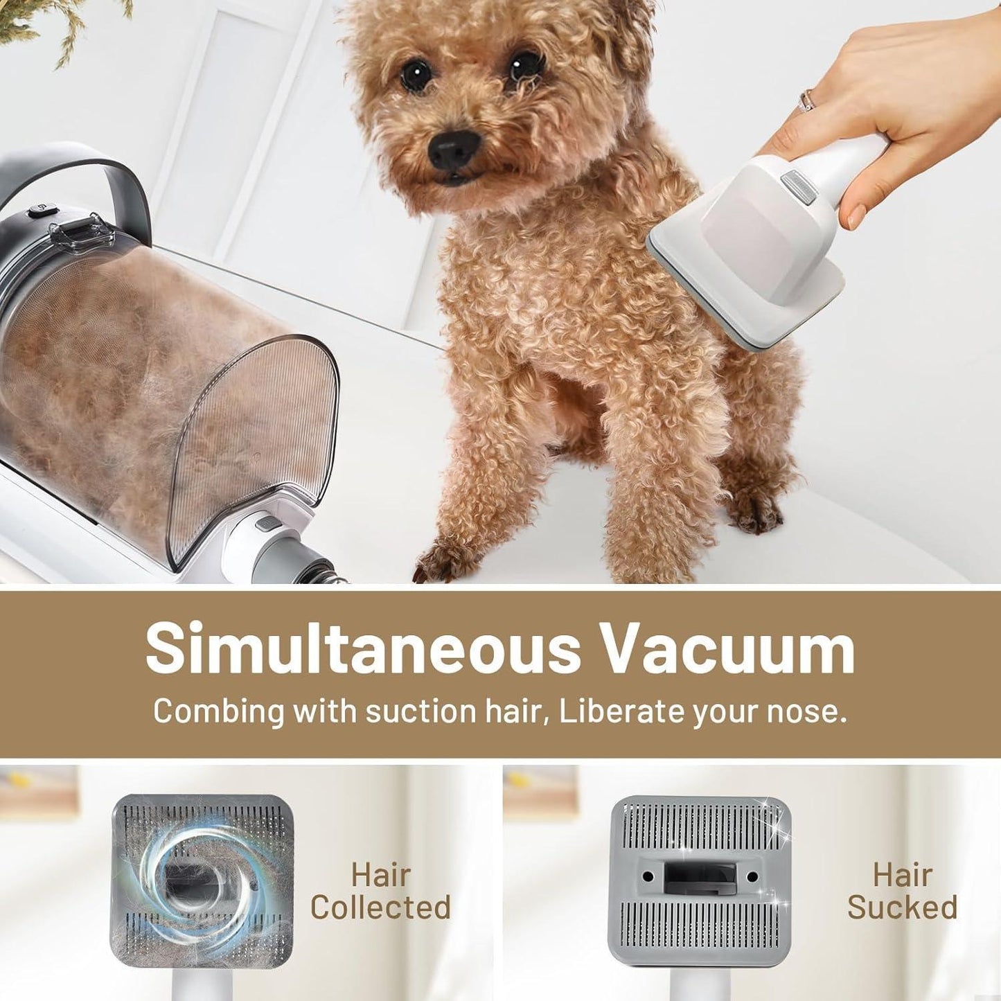 All-in-One Pet Grooming Vacuum Kit – Low Noise Hair Cleaning for Dogs & Cats