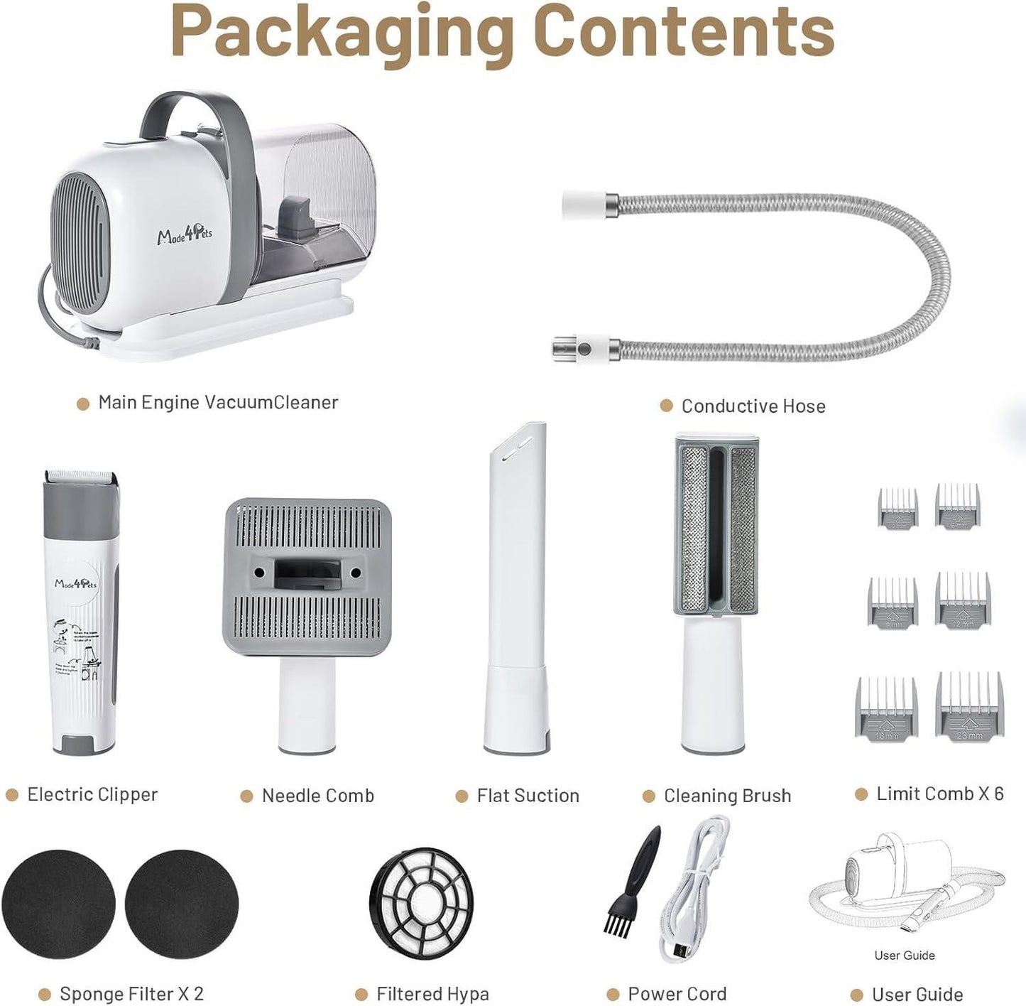 All-in-One Pet Grooming Vacuum Kit – Low Noise Hair Cleaning for Dogs & Cats