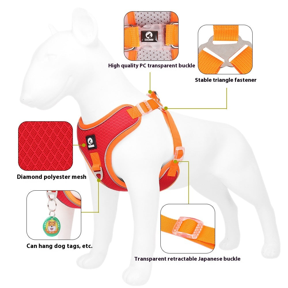 Adjustable Reflective Mesh Dog Harness – Breathable & Comfortable