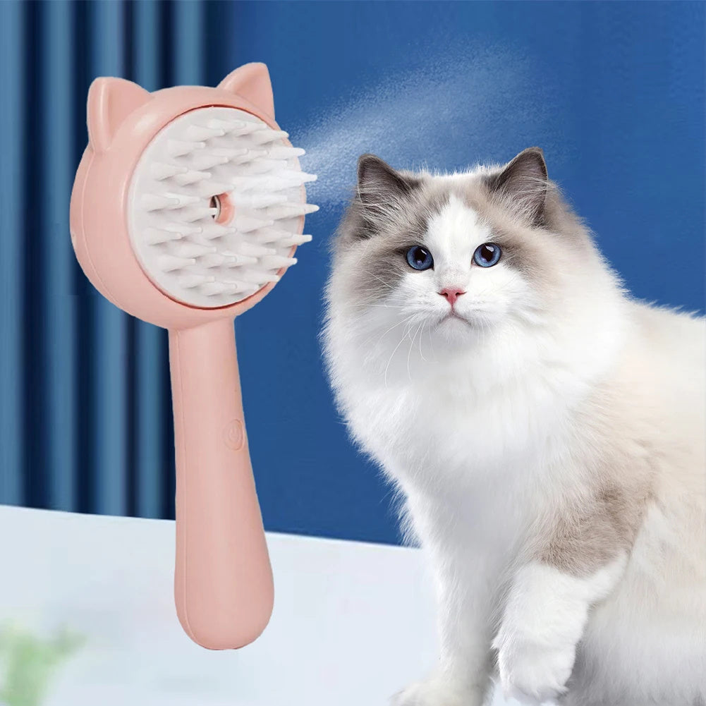 Rechargeable Steam Cat Grooming Brush – Pet Hair & Massage Brush