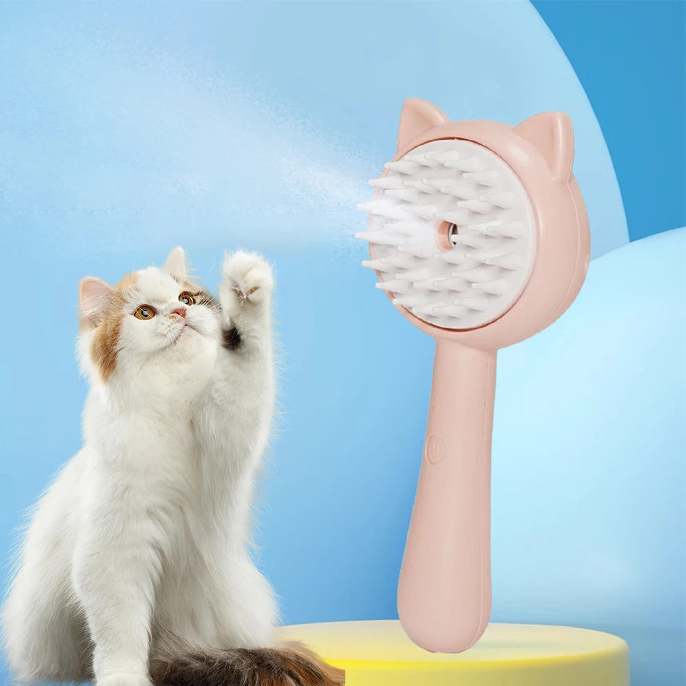 Rechargeable Steam Cat Grooming Brush – Pet Hair & Massage Brush