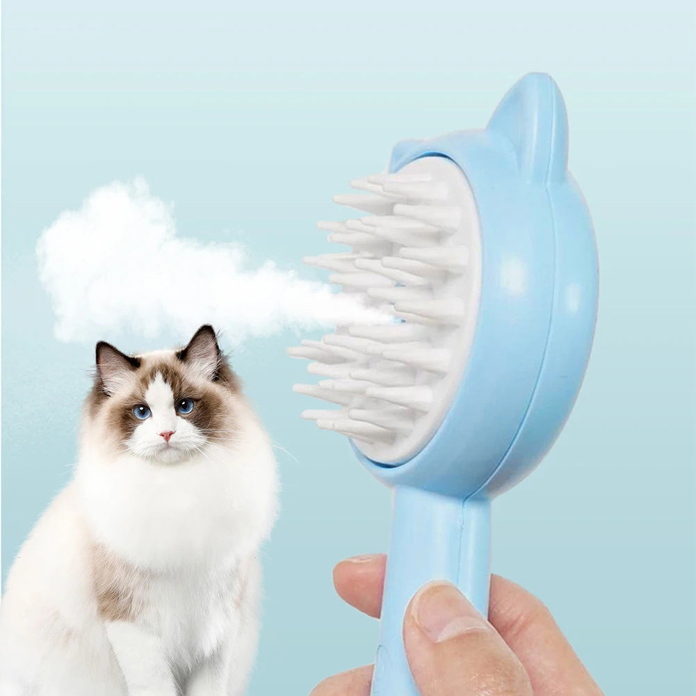Rechargeable Steam Cat Grooming Brush – Pet Hair & Massage Brush