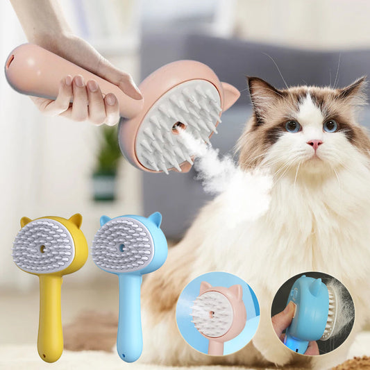 Rechargeable Steam Cat Grooming Brush – Pet Hair & Massage Brush